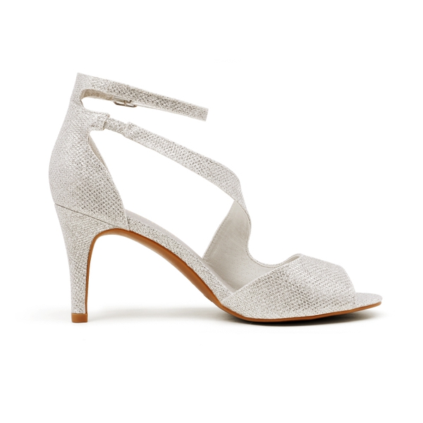 Women's Open Toe Pump Stylish Heel Sandals - SILVER GLITTER - 1